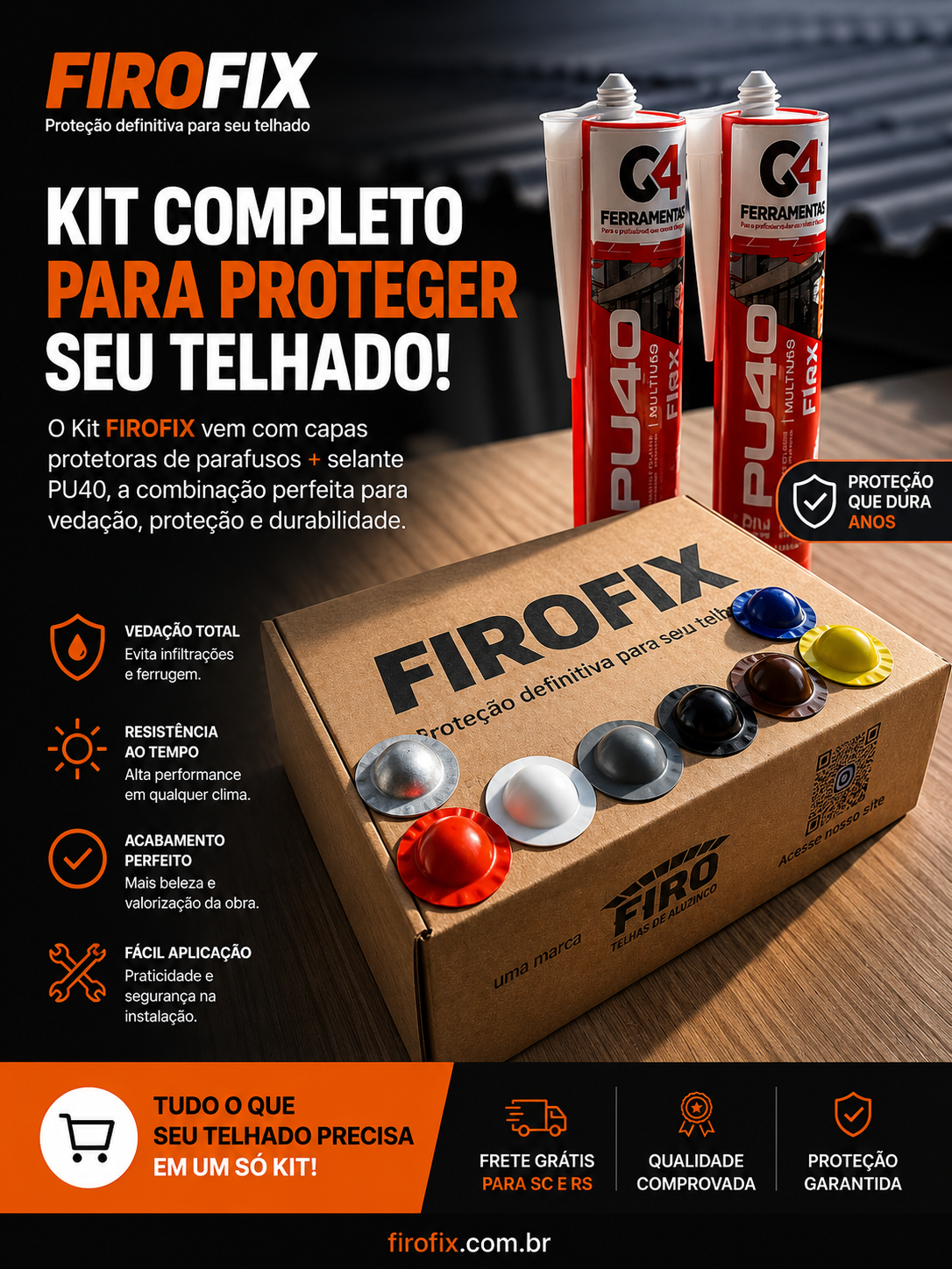 Kit Capas de Parafusos FIROFIX + Selante PU40
